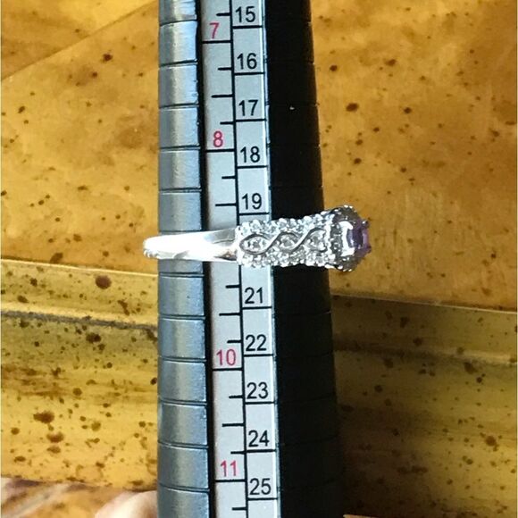 Natural Purple Sapphire Sterling Silver Ring Size 9 - Picture 7 of 8